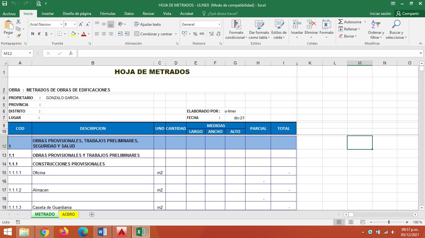 Trabajo final METRADOS en Obras de Edificación