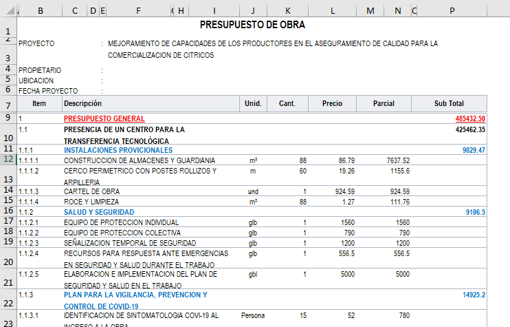 PRESUPUESTO GENERAL - TRABAJO - JLC