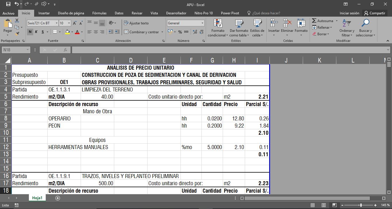 ANALISIS DE PRECIO UNITARIO